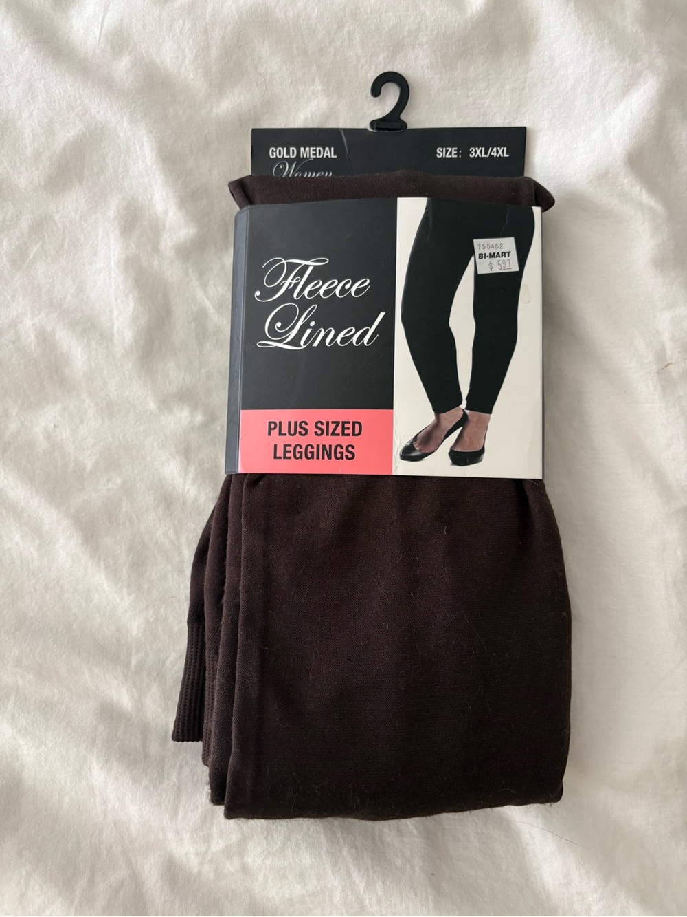Source Unknown Fleece Lined Plus Size Leggings - Dark Brown